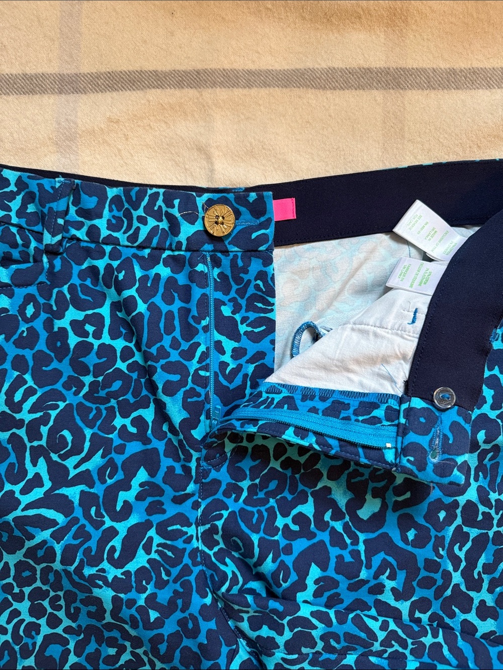 Lilly Pulitzer Vibrant Blue Leopard Print Pants - Picture 5 of 13
